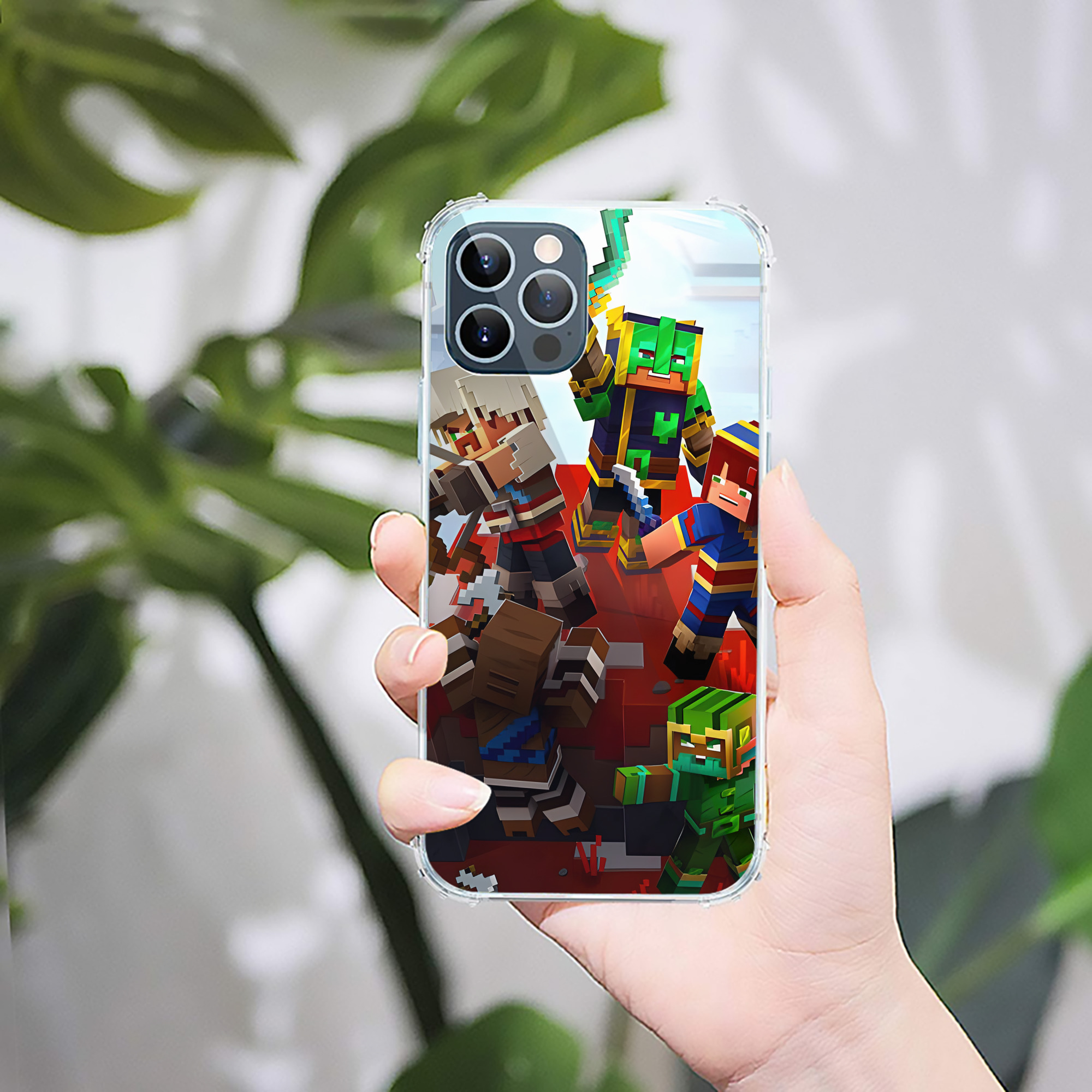 （画像用） マインクラフト ブロックの世界 Minecraft MC Block world 【iPhone 12シリーズ対応】透明スマホケース（クリアソフトケース）